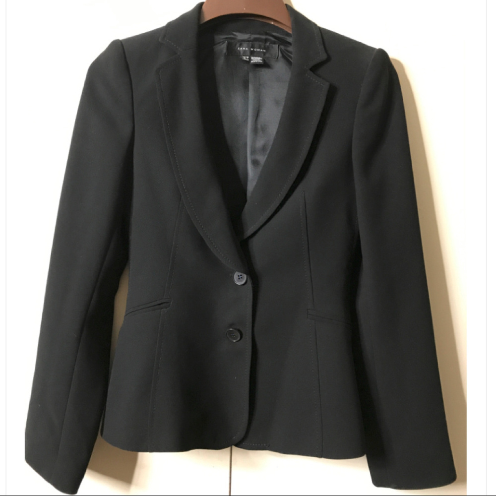 Zara Black Seamed Tuxedo Blazer